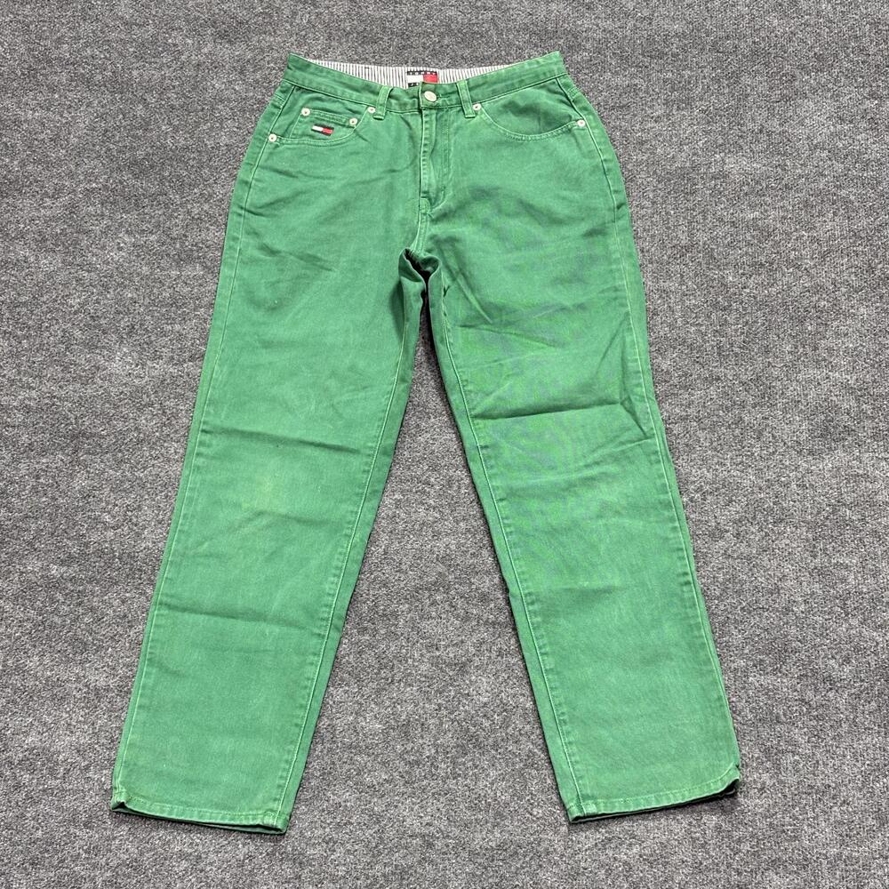 Vintage Tommy Hilfiger Jeans Womens 8 Green High Rise Straight Denim Y2K Pants